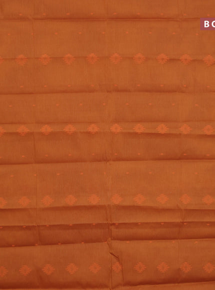 Nithyam cotton saree rust shade with allover thread woven buttas and woven border