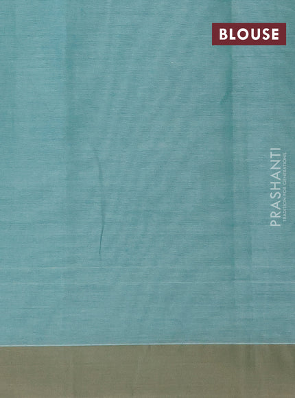 Nithyam cotton saree teal blue and beige with allover thread weaves and thread woven border