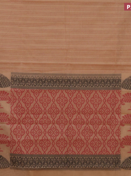 Nithyam cotton saree sandal and pastel brown with allover thread weaves and thread woven border