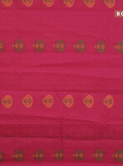 Nithyam cotton saree pink and orange with allover self emboss & thread buttas and thread woven border