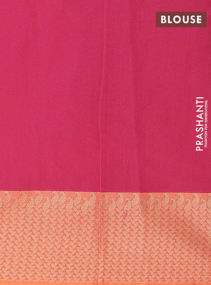 Nithyam cotton saree pink and orange with allover self emboss & thread buttas and thread woven border