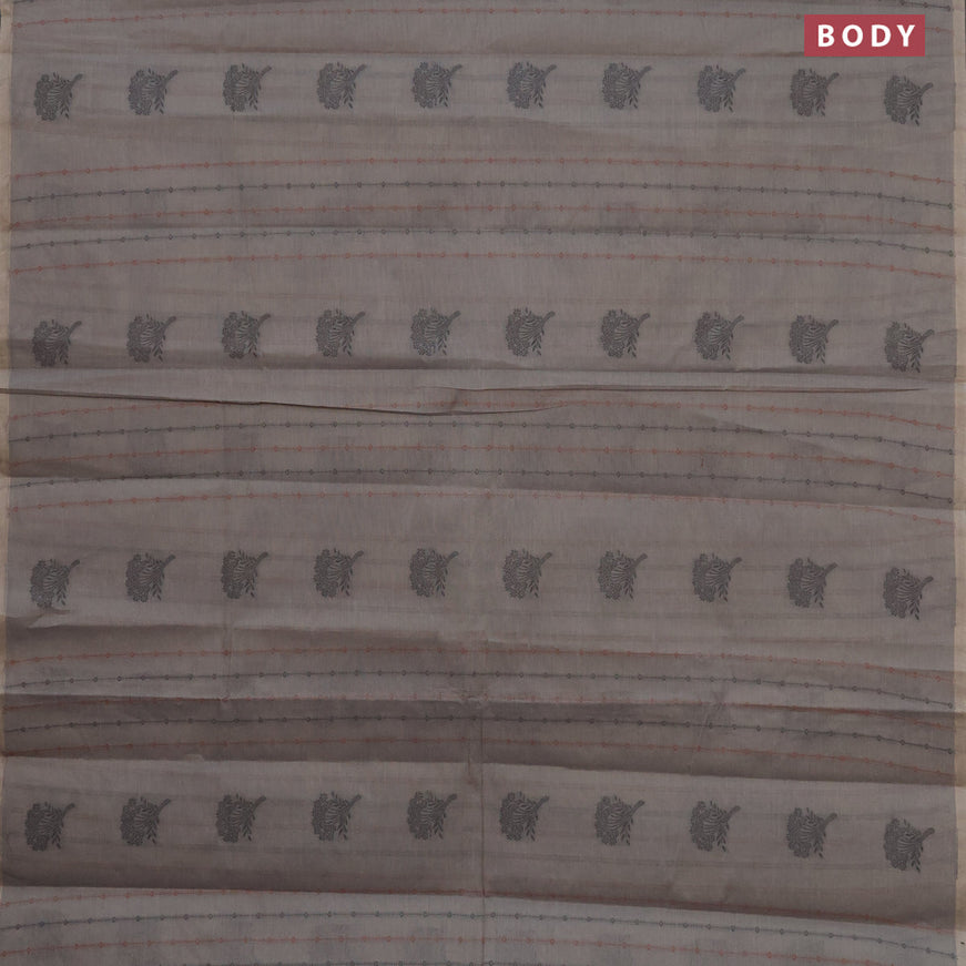 Nithyam cotton saree grey shade with allover thread weaves & buttas and simple border