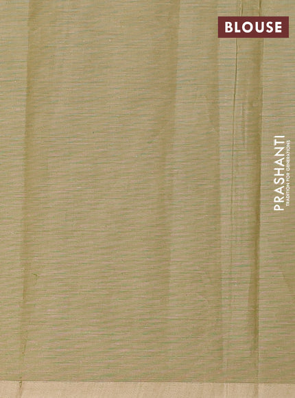 Nithyam cotton saree pista green with allover thread weaves & buttas and simple border