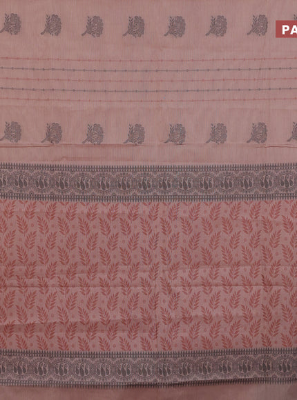 Nithyam cotton saree pastel brown with allover thread weaves & buttas and simple border