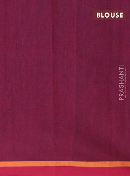 Nithyam cotton saree dark magenta pink with allover thread & copper zari weaves and simple border