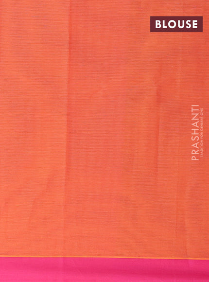 Nithyam cotton saree dual shade of orange and pink with allover thread & zari weaves and simple border