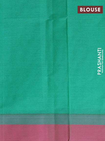 Nithyam cotton saree green and pink with allover thread woven buttas and simple border