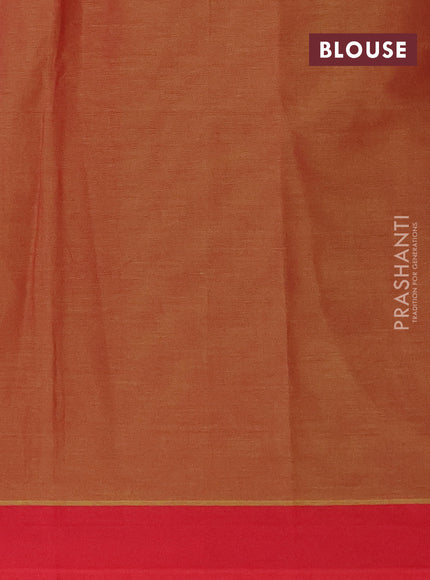 Nithyam cotton saree dual shade of mustard and pink shade with allover thread stripe & buttas and simple border