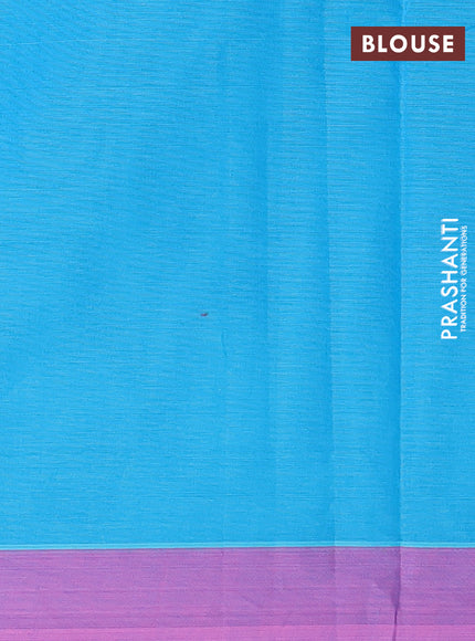 Nithyam cotton saree blue and pink with allover thread stripe & buttas and simple border