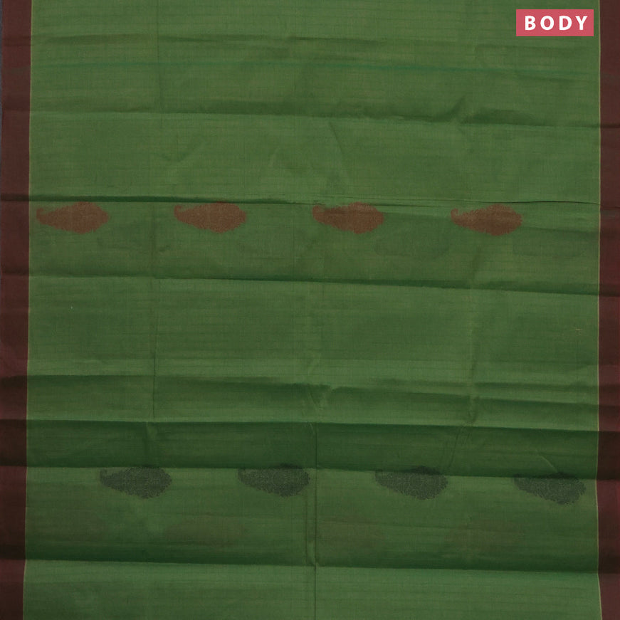 Nithyam cotton saree dual shade of green and dual shade of maroon with allover thread stripe & buttas and simple border