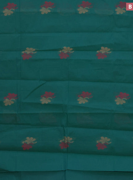 Nithyam cotton saree dual shade of green with thread woven buttas and zari woven border