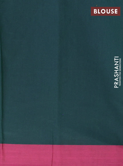 Nithyam cotton saree dark green and pink with allover thread woven buttas and simple border