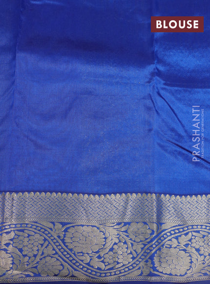 Kanchipuram silk saree cs blue and blue with allover zari woven buttas and floral zari woven border