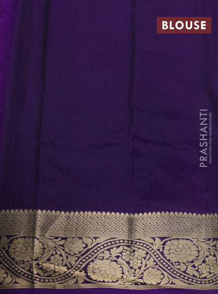 Kanchipuram silk saree mehendi green and violet with allover zari woven buttas and floral zari woven border