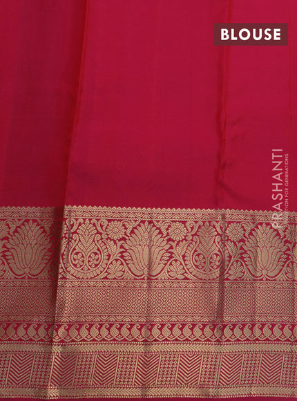 Kanchipuram silk saree green and magenta pink with allover zari weaves & buttas and long zari woven border