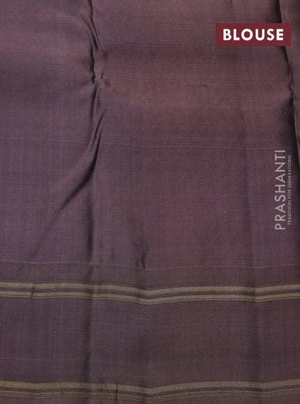 Kanchipuram silk saree pink and pastel brown with allover zari woven brocade weaves and rettapet zari woven border