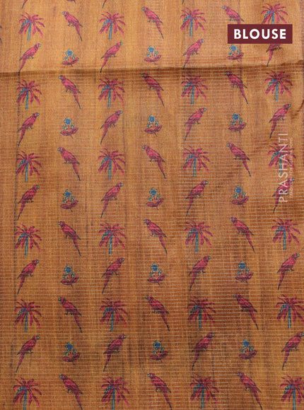 Chappa saree dark mustard and beige with allover vairosi pattern & butta prints and printed border