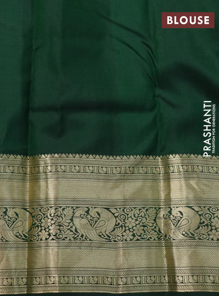 Pure kanchipuram silk saree green with allover zari woven brocade weaves and long zari woven border