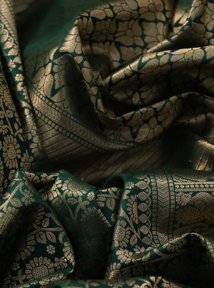 Pure kanchipuram silk saree green with allover zari woven brocade weaves and zari woven border