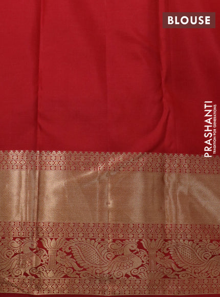 Pure kanchipuram silk saree red with allover zari woven brocade weaves and long rich zari woven border