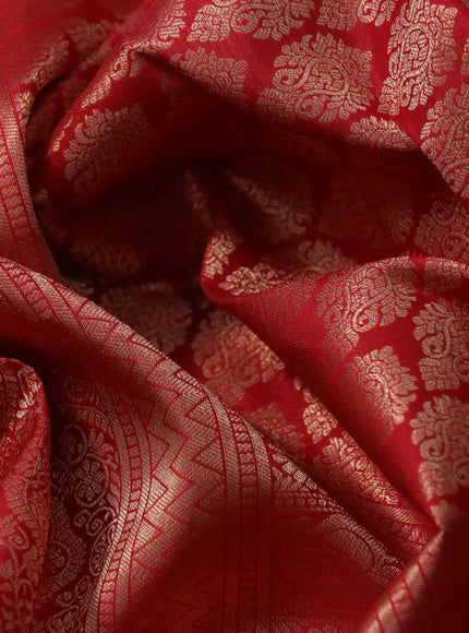 Pure kanchipuram silk saree red with allover zari woven brocade weaves and zari woven border