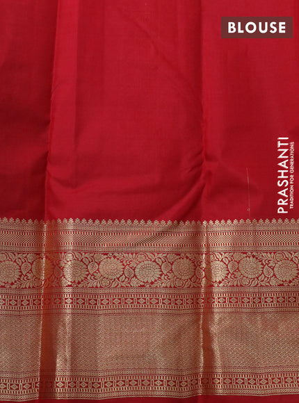 Pure kanchipuram silk saree maroon and red with allover zari woven brocade weaves and long floral zari woven border