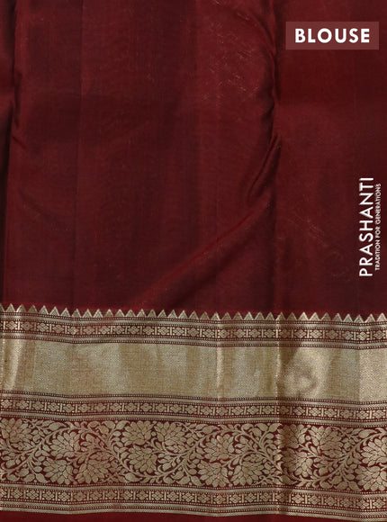 Pure kanchipuram silk saree green and maroon with allover zari woven floral brocade weaves and floral zari woven border