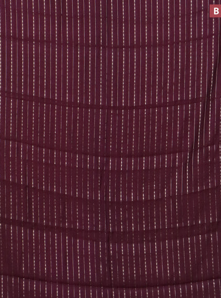 Assam silk saree wine shade with allover zari woven stripes pattern and zari woven border