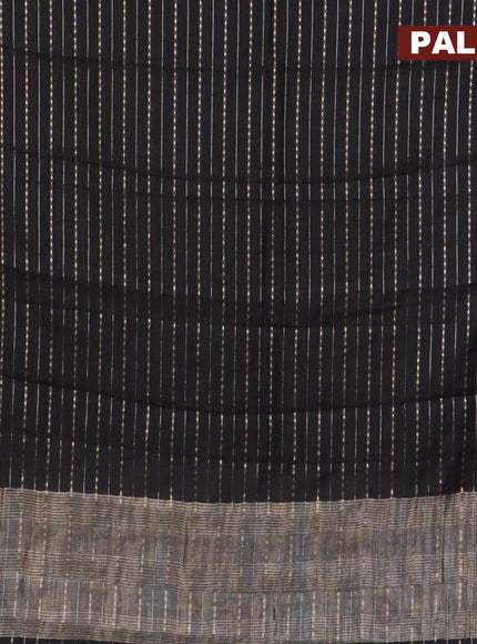 Assam silk saree black with allover zari woven stripes pattern and zari woven border