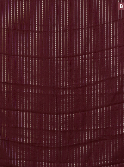 Assam silk saree maroon with allover zari woven stripes pattern and zari woven border