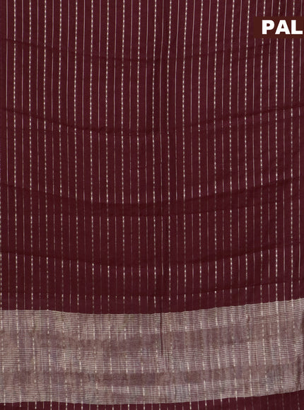 Assam silk saree maroon with allover zari woven stripes pattern and zari woven border