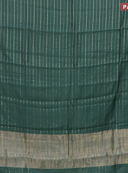 Assam silk saree green with allover zari woven stripes pattern and zari woven border