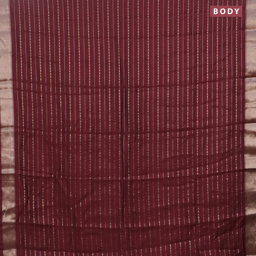 Assam silk saree maroon with allover zari woven stripes pattern and zari woven border