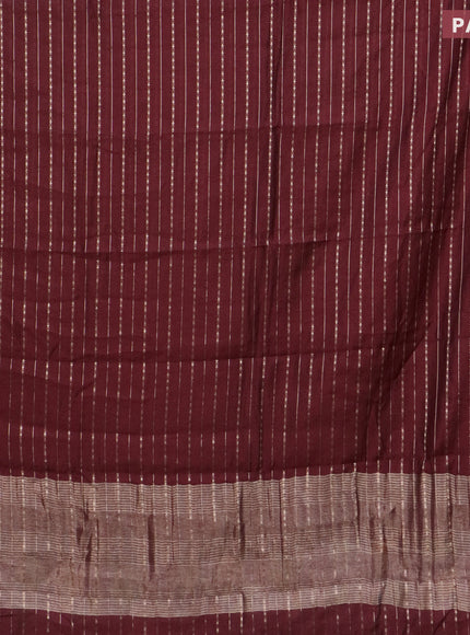 Assam silk saree maroon with allover zari woven stripes pattern and zari woven border