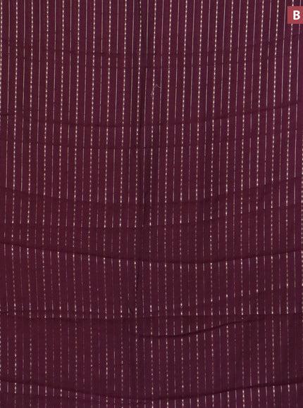 Assam silk saree wine shade with allover zari woven stripes pattern and zari woven border