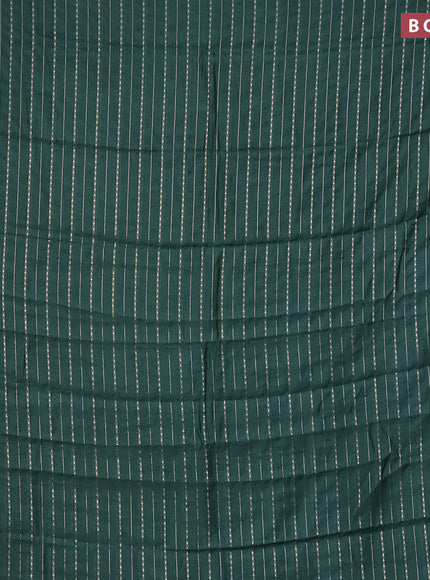 Assam silk saree green with allover zari woven stripes pattern and zari woven border