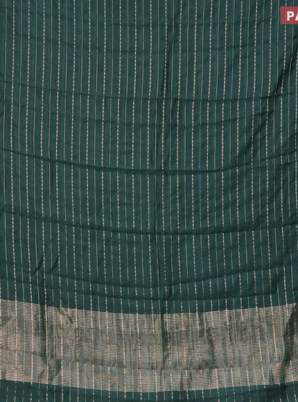 Assam silk saree green with allover zari woven stripes pattern and zari woven border