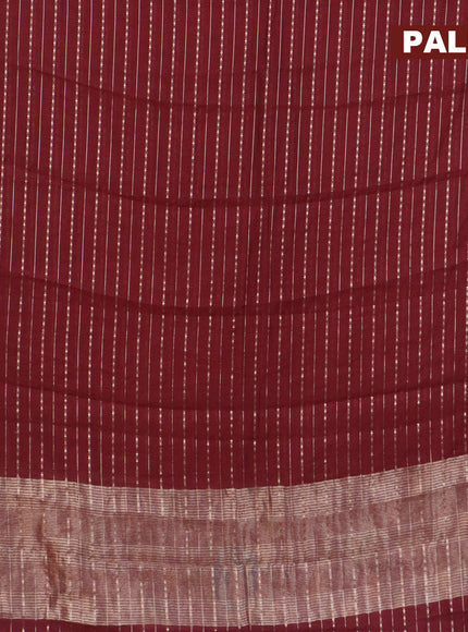 Assam silk saree maroon with allover zari woven stripes pattern and zari woven border