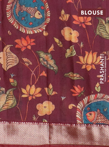 Assam silk saree maroon with allover zari woven stripes pattern and zari woven border