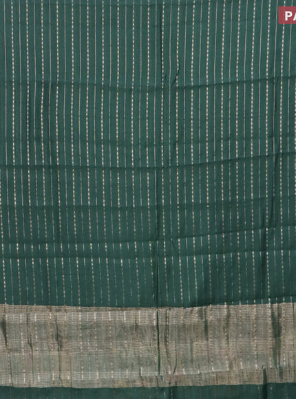 Assam silk saree green with allover zari woven stripes pattern and zari woven border