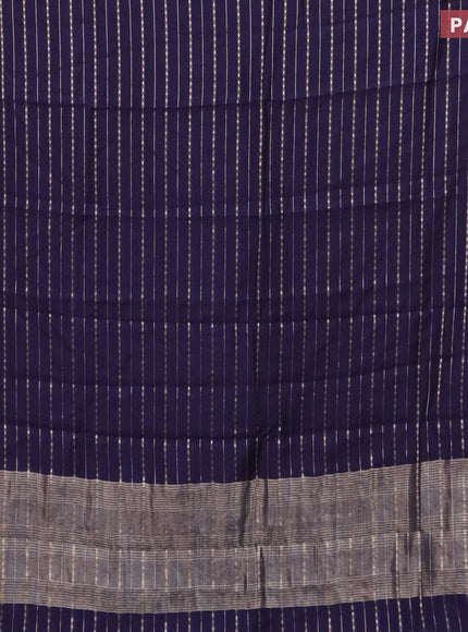 Assam silk saree blue with allover zari woven stripes pattern and zari woven border