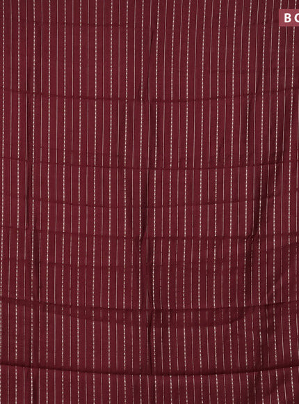 Assam silk saree maroon with allover zari woven stripes pattern and zari woven border