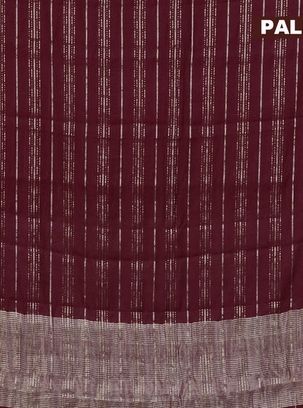 Assam silk saree maroon with allover zari woven stripes pattern and zari woven border