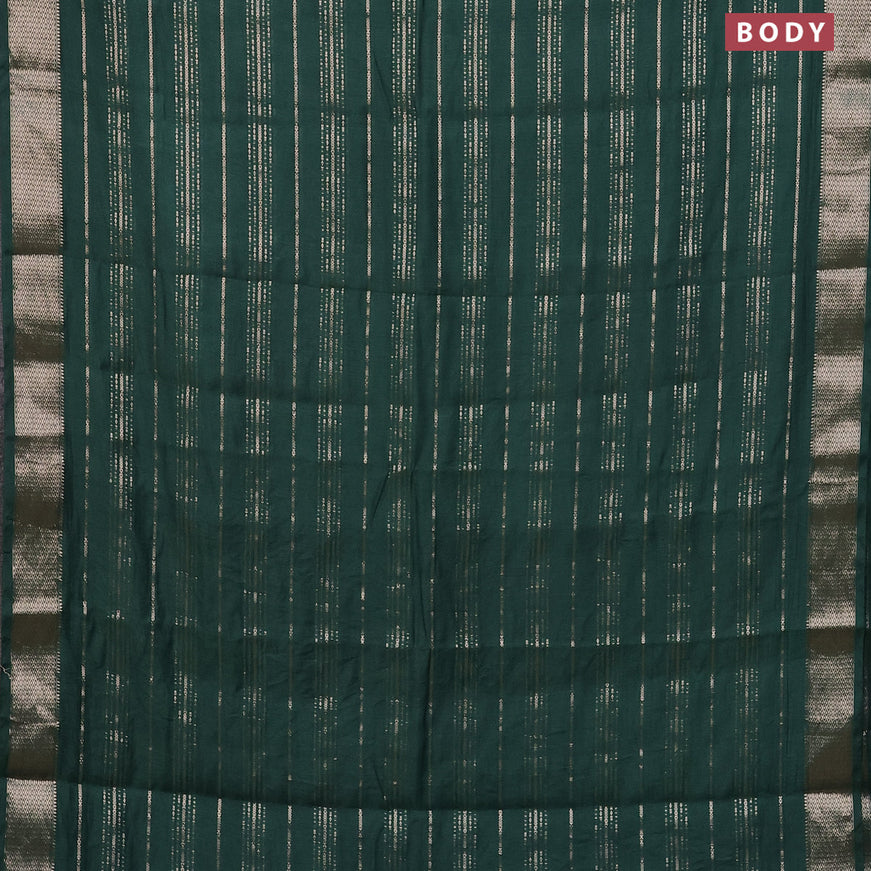 Assam silk saree green with allover zari woven stripes pattern and zari woven border