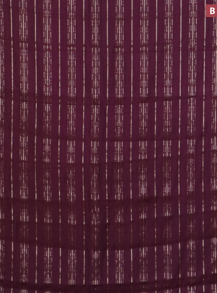 Assam silk saree wine shade with allover zari woven stripes pattern and zari woven border