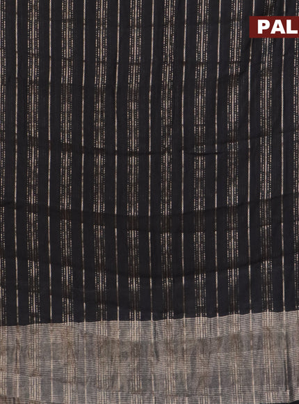 Assam silk saree black with allover zari woven stripes pattern and zari woven border