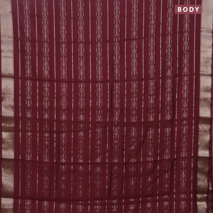 Assam silk saree maroon with allover zari woven stripes pattern and zari woven border