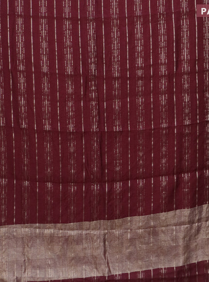 Assam silk saree maroon with allover zari woven stripes pattern and zari woven border