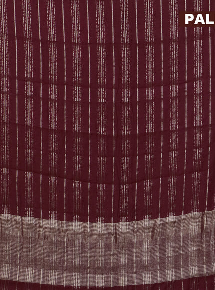 Assam silk saree maroon with allover zari woven stripes pattern and zari woven border