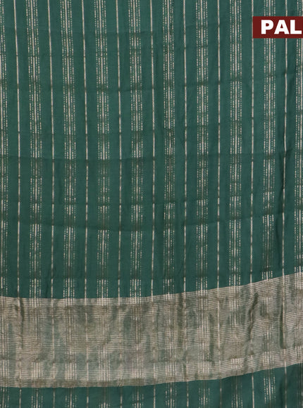 Assam silk saree green with allover zari woven stripes pattern and zari woven border